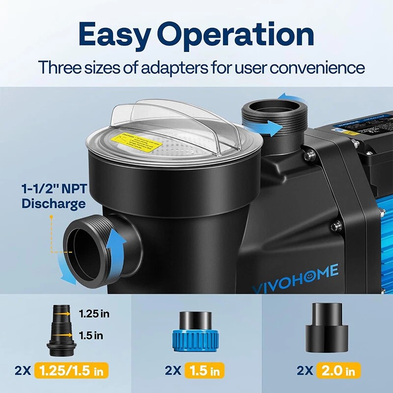 Unbranded 1.5HP 6360GPH Self Primming Swimming Pool Pump In/Above ground