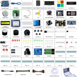UNO Super Starter Kit with Tutorial and UNO R3 Board Compatible with Arduino IDE STEM Electronics Circuit Breadboard Include 720P Video Courses and Online Technical Support for Beginners