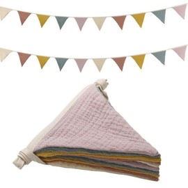 KFDDRN Pack of 10 Colourful Bunting Fabric Garland, Reusable Bunting, Banner Decoration Party, Rainbow Garland Birthday, for Children's Room, Party Decoration