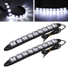 X-STYLE 9-LED Daylight, White, 12V Car LED Tape, Daytime Running Light, DRL, High Brightness, Waterproof, Universal, Left and Right, Set of 2 (White)
