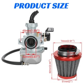 YOXUFA PZ22 Carburetor 22 mm Carb Throttle Cable Grip for 110cc 125cc ATV Pit...