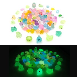 InXqryx Luminous Ocean Mini Resin Animals Variety Pack Figurines 100 Pcs Glow in The Dark Tiny Plastic Animals Sea Creatures Figures to Hide for Miniature Fairy Garden Accessories