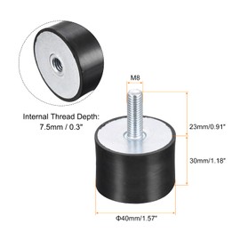sourcing map Pack of 4 Rubber Brackets M8 Male/Female Vibration Insulator Shock Absorber for Garage Engine Air Compressor Car Boat Bobbins, D40 mm x H 30 mm