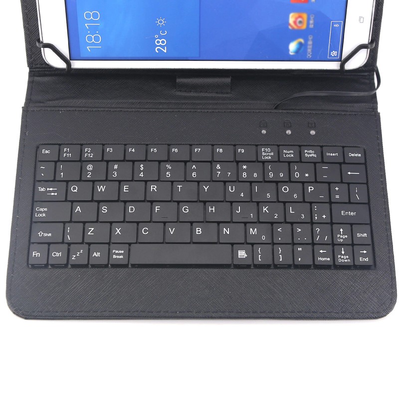 Universal Wired Type-C Slim BLACK Lightweight Stand Cover Keyboard Case