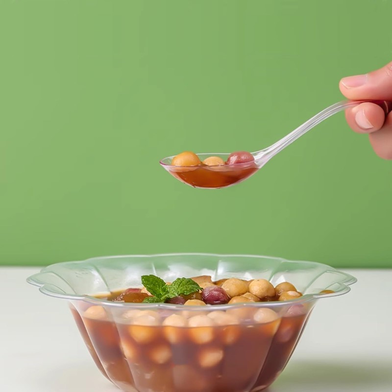 50 PCS Disposable Clear Plastic Asian Soup Spoons - Tasting