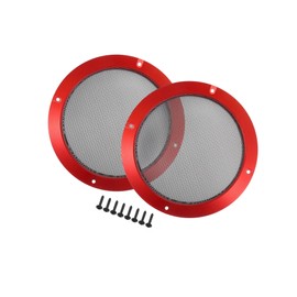 Motoforti 6.5" Car Speaker Grille Cover Mesh Round W/Screws Red Black - 2 Pcs Long-lasting