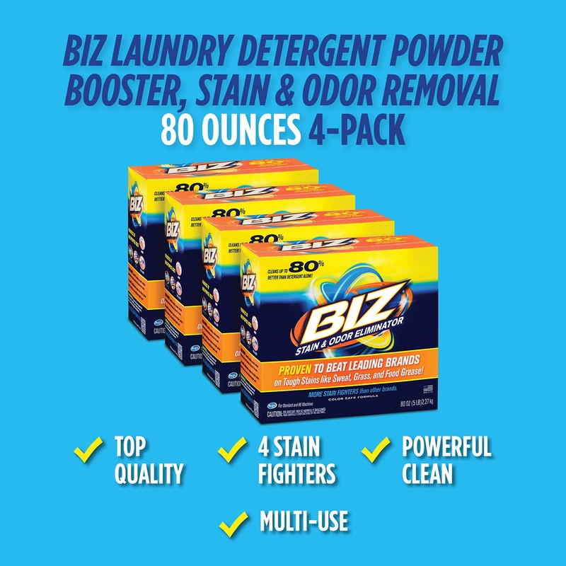 Biz Laundry Detergent Powder Booster, Stain & Odor Removal -