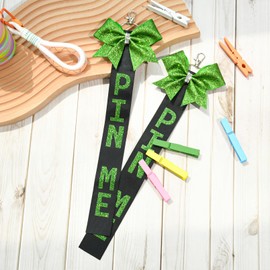 SOIDRAM 2 PCS Pin Me Ribbon Cheer Bag 10 PCS Cheer Pins Bow Keychain Cheerleading Pin Holder for Teen Girls Cheerleader Gifts Cheer Clips for Competition Cheer Accessories