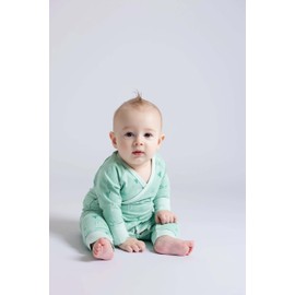 MONICA + ANDY Kimono Tie One Piece, Newborn, Green Cactus, 100% Organic Baby Clothes for Girls and Boys, Unisex Baby Romper, Sustainable Super Soft Fabric, Sizes For Preemie, Newborn & Infant