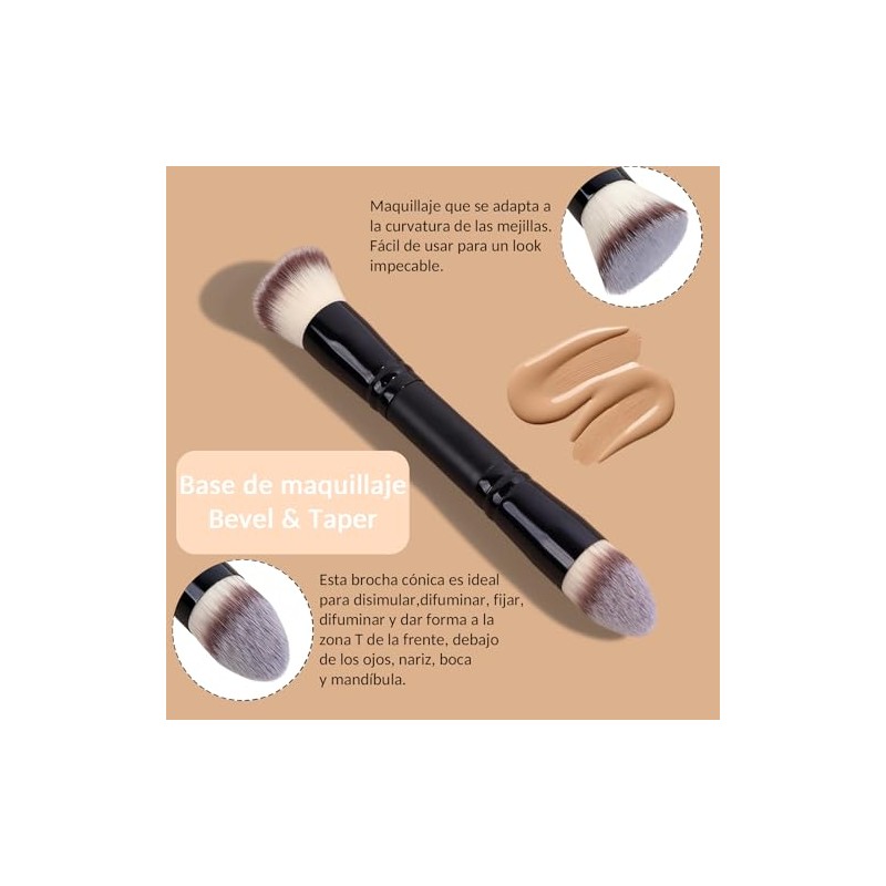 5 Piezas Brochas de Maquillaje de Doble Punta, Set Profesional