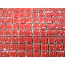 Glazed Ceramic Mosaic Tiles.10 x 10mm Tiles. 81 Tile Sheet Ceramic Glazed. Flame Red
