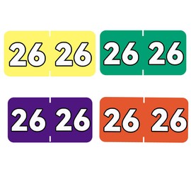 2026 Year Stickers 3/4" x 1 1/2" Rectangle Coded Colored Year Stickers for End Tab File Folder Organization Office Supplies 500 Pcs