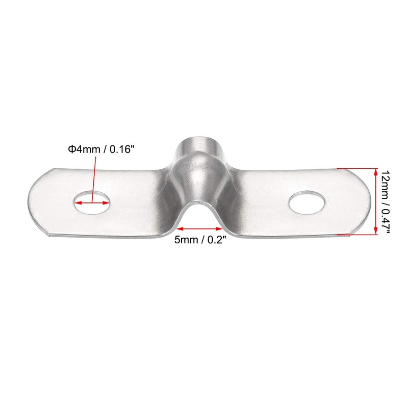 sourcing map 5mm(0.2") Rigid Pipe Strap, 2 Holes Tube Strap
