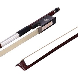 ADM 1/2 Half Size Student Violin Bow, Well Balanced Handmade Brazilwood Bow with Horsehair, Ebony Frog with Pearl Eye and Pearl Slide, Brown