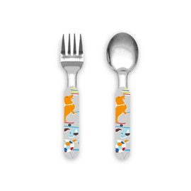 TarHong TKWFK052FSDG Children's Spoon & Fork Dog, 5.5 inches (14 cm), Kids' Dishwasher Safe, Stylish, Cute, Lightweight,