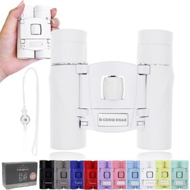 Crossroad Binoculars, White, Premium White, Concert, Live Activity, 10 Times, Lightweight, Compact, Small, Mini Sports, Bird Watching, Stage, Spectator, Strap, Magnification, Popular, Dome, Stadium,