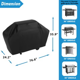 600D Heavy Duty Grill Cover for Blackstone Parts 28" Griddle airfryer Combo & 36" griddles, Waterproof Wood Pellet Grill Smoker Cover, UV Resistant Full Length BBQ Grill Cover All Weather Protection