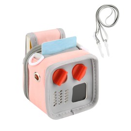 Beautyflier Travel Carrying Case Sleeve Compatible with Yoto Mini (2024 Edition), Kids Audio Music Player Pouch Carrier with Shoulder Strap, Back Pocket for Cards, Accessories, Bag Only (Pink & Gray)