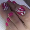 Hot Pink Press on Toenails Rhinestone Toe nail press ons