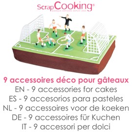 ScrapCooking - 9er Tortendeko Fussball Set - Deko Set Fußball Torte - Fußballdekorationen für Kuchen, Gebäck, Desserts, Geburtstage, Kindergeburtstage - 5013