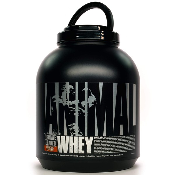 Animal Whey Isolate Protein Powder, Loaded for Post Workout and Recovery, Cookies & Cream, 4 Pound, 64 Oz