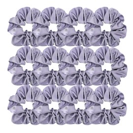 12 Pcs Premium Satin Silk Scrunchies Hair Ties for Women Girls Bracelets Ponytail Holder Hair Bands Elastic Ropes Hair Bun Accessories (Basic 12Pcs-Silver)