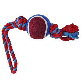 LovinPup Dog Rope and Tennis Ball Toy, Nylon Rope with Tennis Ball, Great Tug of War Toy for Dogs, Dog Toy for Aggressive Chewers (Red)