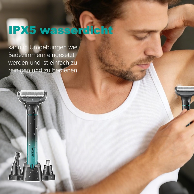 VGR 625 3-in-1 Men's Intimate Shaver, Wireless Body Razor