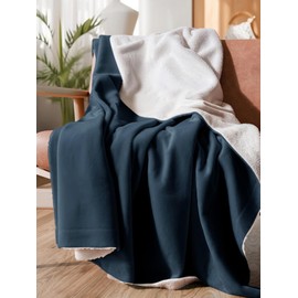 Sherpa Fleece Blanket King Size - Reversible Sherpa Fleece King Blanket - Super Soft Double Sided for Bed, Sofa, Couch - Thick, Warm, Fuzzy and Plush - Luxurious Bedding for Winter - Navy, 90" x 108"