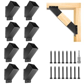 8 Pcs Pergola Angle Support Bracket ,Reinforced 45-Degree Angle Bracket, for 4''x4'' Lumber (Actual Size: 3.6''x3.6'') with Drainage Holes Support for Strong of Pergolas, Gazebos