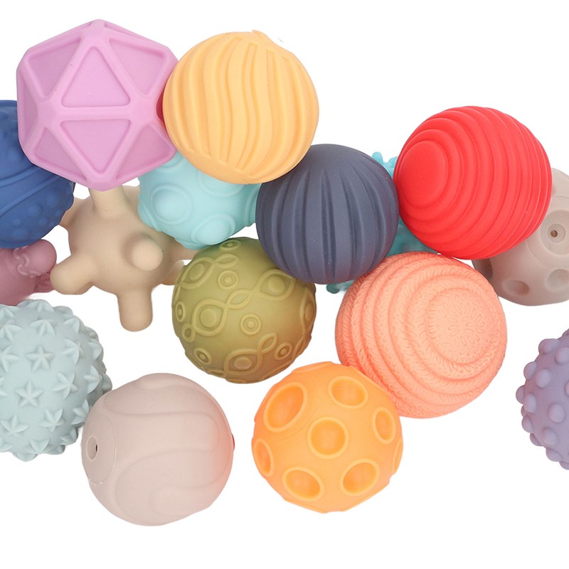16PCS Baby Soft Textured Sensory Balls Toddlers Exploration Toys Sensory
