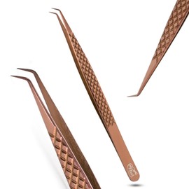My Lash Tools Eyelash Extension Curved Degree Tweezers for Isolation Lash Extensions 14cm, Best for Individual Isolation & Classic Lashes Japanese Stainless Steel Eyelash Twisers (Copper x)