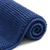 OLANLY Chenille Bath Mat, 40 x 60 cm, Extra Soft Non Slip Bathroom Mat, Super Absorbent Fluffy Bath Mats for Bathroom Floor, Machine-Washable Dry Bath Rug Foot Mat, Navy Blue