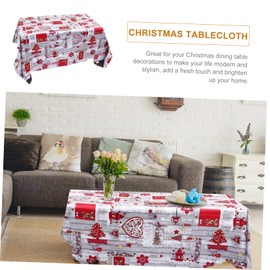 SAFIGLE Vinyl Christmas Tablecloth Square Xmas Decor Holiday Table Cover Festive Decor