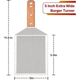 Unbranded Metal Burger Spatula, Heavy Duty Stainless Steel Griddle Spatula, Wide Hamburger