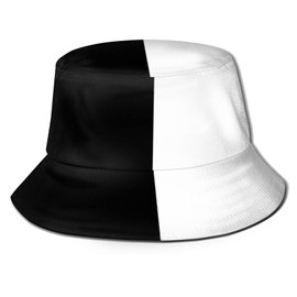 Pure Split Black and White Bucket Hat Travel Fisherman Cap Protection Sun Hat for Fishing Hat Men Women
