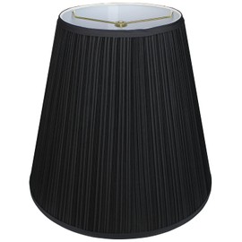 FenchelShades.com Lampshade 9" Top Diameter x 16" Bottom Diameter x 15" Slant Height with Washer (Spider) Attachment for Lamps with a Harp (Pleated Black)