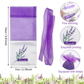 SAMSYOKI Pack of 30 Lavender Bags, Lavender Bags, Empty Lavender Bags for Filling with Drawstring, Anti-Moth, Purple Organza Bags, Scented Bags for Lavender, Spice, Herbs