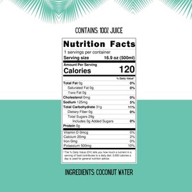 Little Palm - Pure Coconut Water, Made from Young Coconuts, No Sugar Added, Non-GMO, Natural Hydration, Electrolytes, 16.9 fl oz (12-Pack, Original)