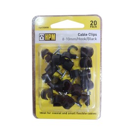 HPM DQ008 8-10mm Black Cable Clips Accessory - Cable Clips Hook Type 8-10mm Black Pack of 20