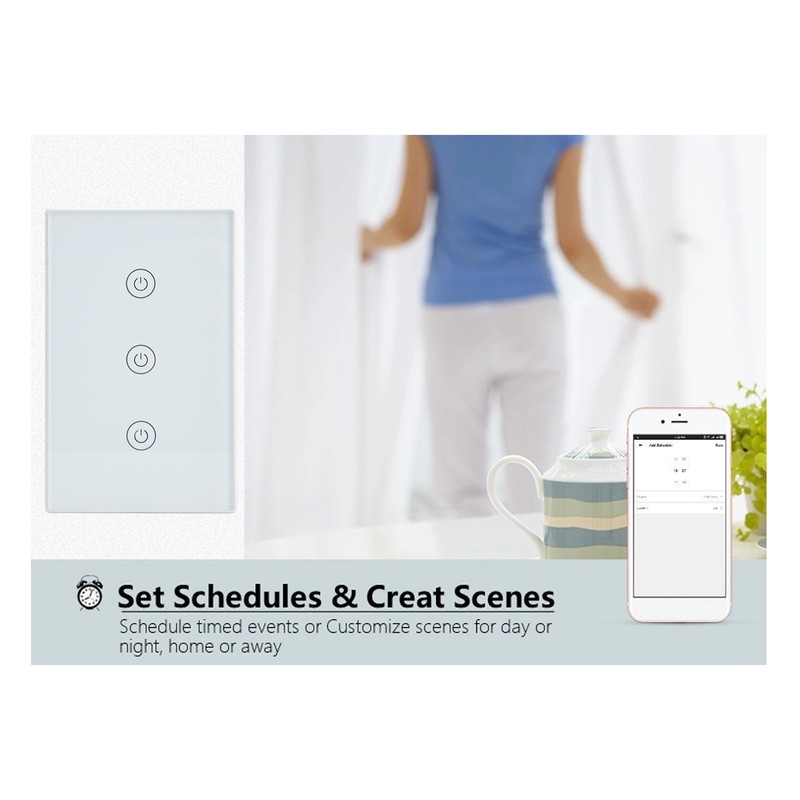 3 Gang Smart Touch Switch Glass Panel Voice APP Remote