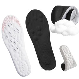 4D Cloud Soles for Men - with Arch Support to Relieve Foot Pain and Reduce Fatigue Soft Memory Foam Cushioning Cloud Insoles - Steppers Insoles (Black, Men: UK 6-9.5)
