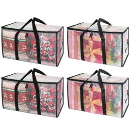 BALEINE 4-Pack Oversized Moving Bags with Reinforced Handles, Heavy-Duty Storage Tote for Clothes, Moving Supplies (Clear, 4-Pack)