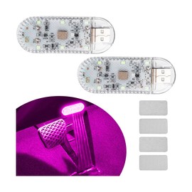 CGEAMDY 2 Pieces Interior Lighting, Car LED Interior Remote Control, Car Atmosphere, Ambient Lighting Car Strip, Universal LED Atmosphere Light Car Interior Lighting Decoration (Pink and Purple)