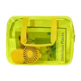 TotePrint Transparent Waterproof Vinyl Handbag Makeup Waterproof Shoulder Tote Bag 11.8'' ×5.12'' ×8.26'', yellow, Modern