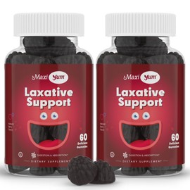Maxi Health Natural Laxative Gummies for Adults and Kids – Non-GMO and Vegan Senna Stool Softener Gummies – Berry Flavor Chewable Laxatives for Constipation Support (60 Count, Pack of 2)