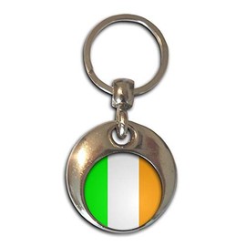 BadgeBeast.co.uk Ireland Flag - Chrome Round Double Sided Key Ring