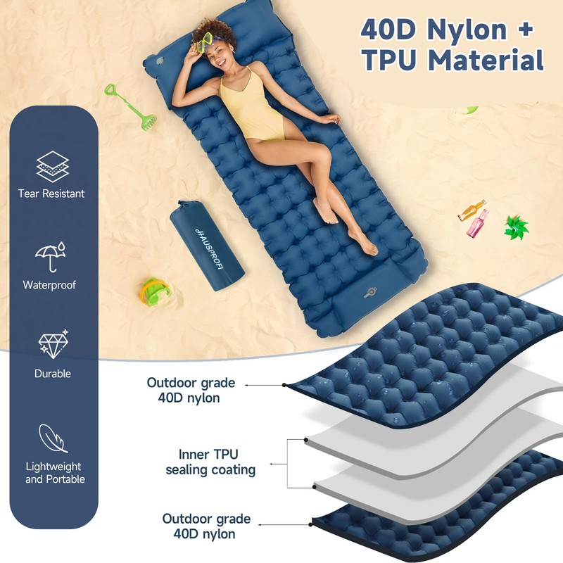 Aptliton Inflating Sleeping Pad for Camping, 10cm Thickness Camping Mat