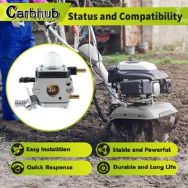 Carbhub C1U-K54A Carburetor for 2-Cycle Mantis 7222 7222E 7222M 7225 7230 7234 7240 7920 7924 Tiller/Cultivator Carb with Air Filter Repower Kit