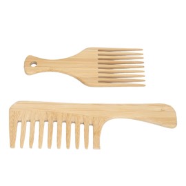 Hair Detangler Bamboo Comb, Bamboo Hair Pick Comb 2pcs Promote Dense Tooth Anti Static Styling for Daily Life